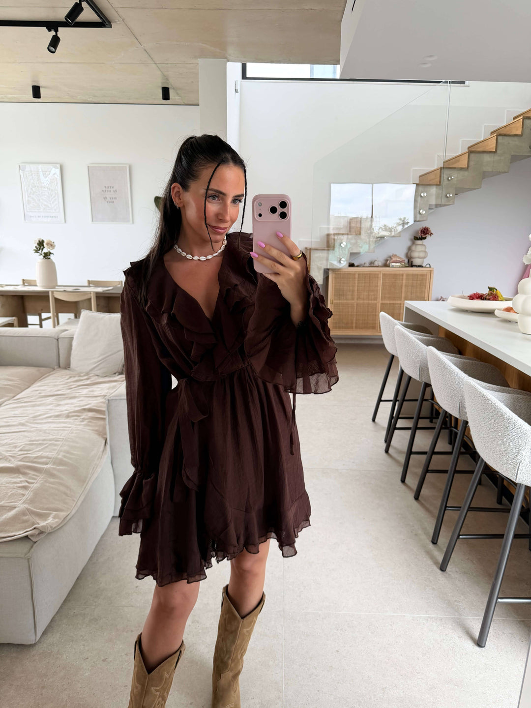 Volantkleid – Braun Kleid Lisas Boutique 