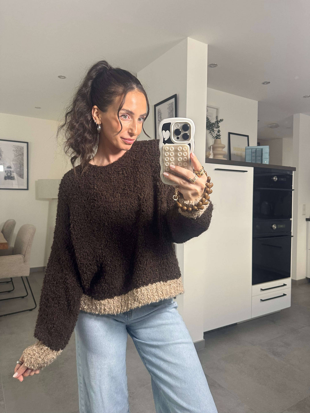 Weicher Strickpullover – Dunkelbraun Weste Lisas Boutique 