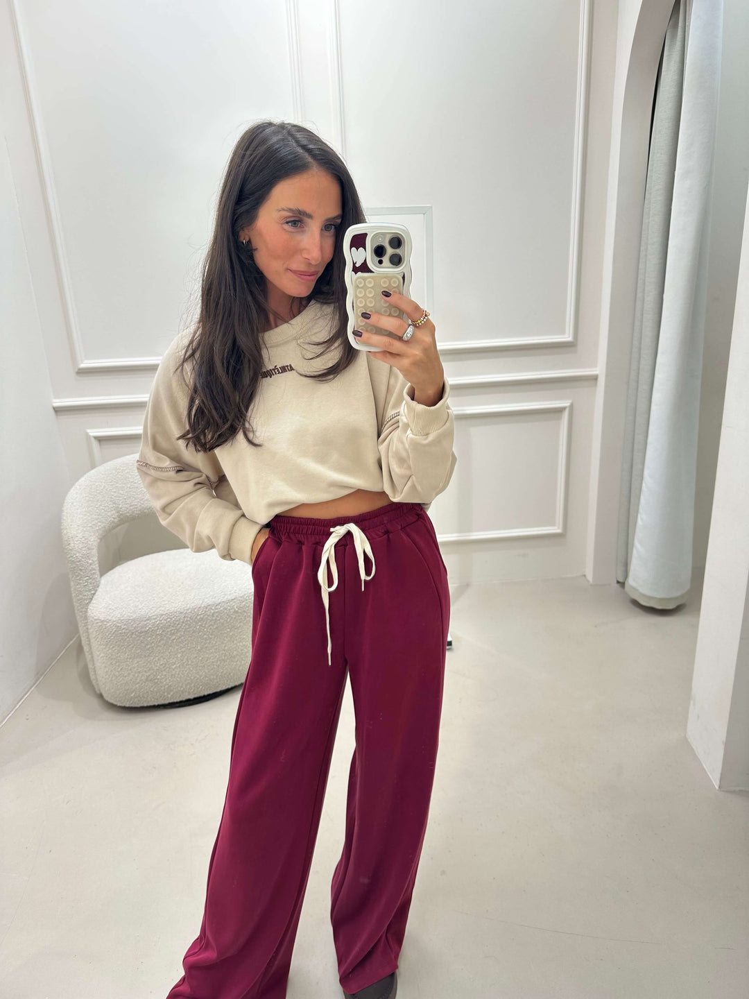 Weite Stoffhose in Bordeaux Stoffhose Lisas Boutique 