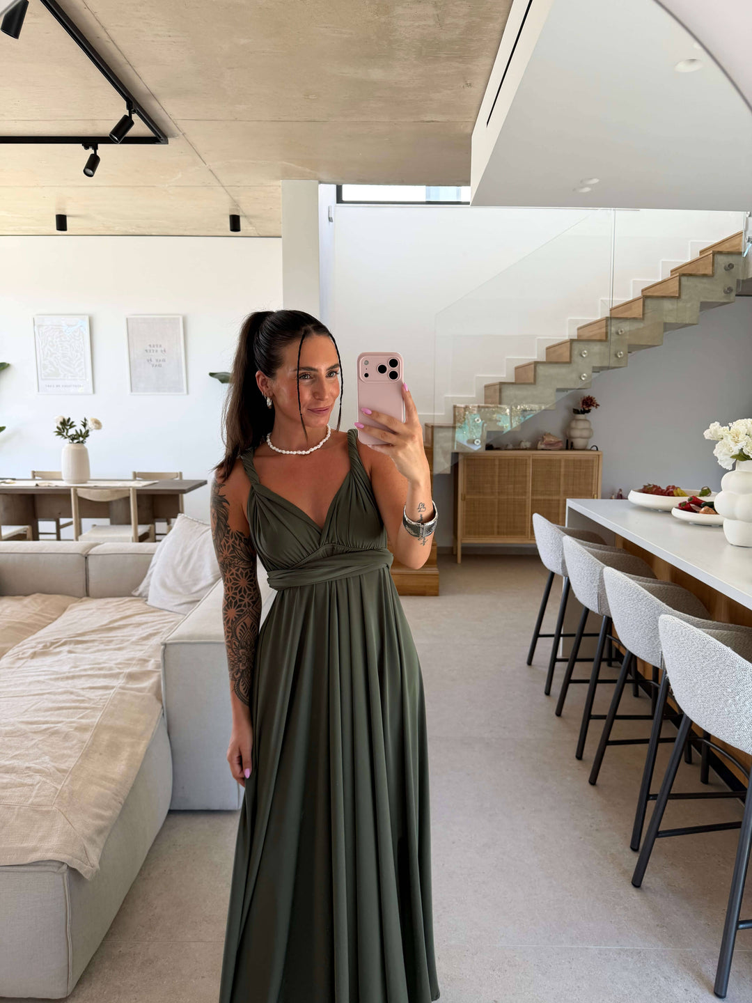 Wickelkleid - Khaki Kleid Lisas Boutique 