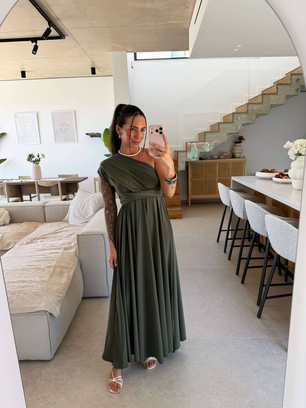 Wickelkleid - Khaki Kleid Lisas Boutique 