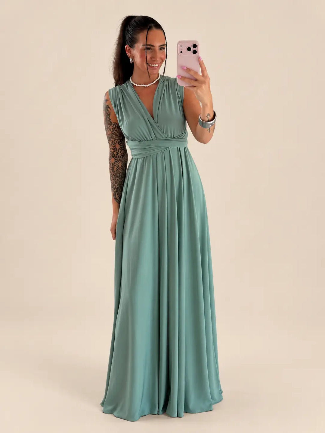 Wickelkleid Damen in Mint Frontansicht | Lisa’s Boutique